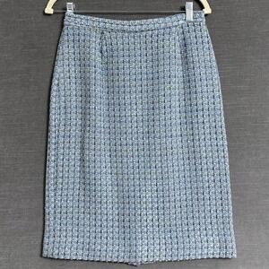Vintage Talbots Skirt 8 Petite‎ Blue Green Tweed Classic Midi 90s Preppy Career